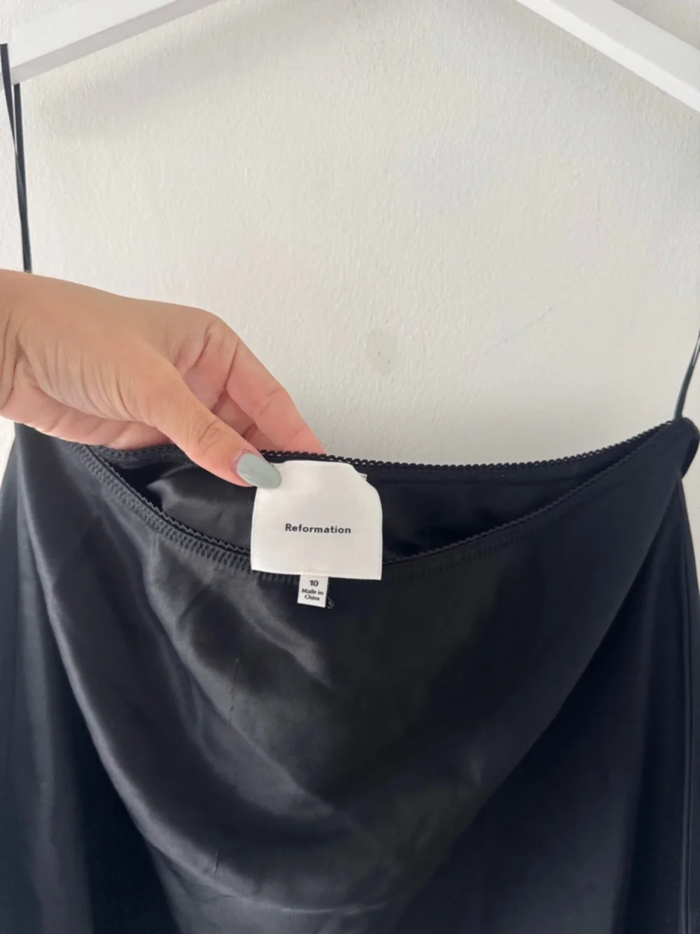 REFORMATION Neera Satin Skirt in Black 10